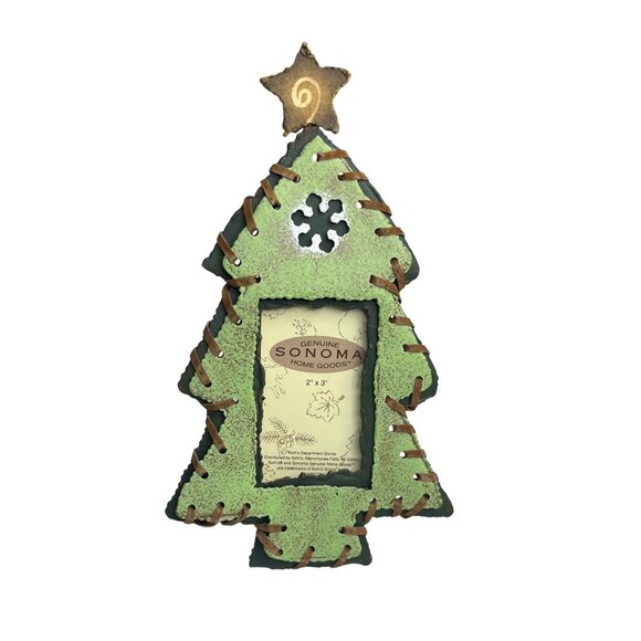 Sonoma Christmas Tree Photo Frame 2" X 3" Green New - Picture 1 of 7